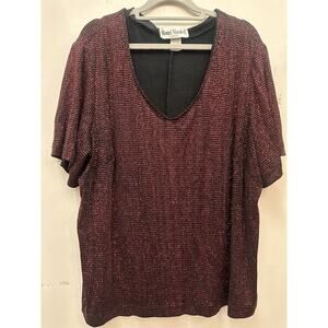 Vintage 90s Ronni Nicole By Ouida Womens Red Sparkly Tank Top Set Size 3X Plus